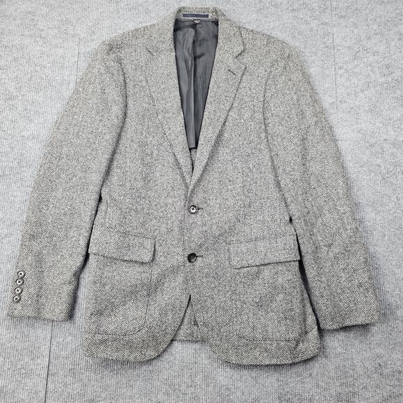 J Crew Ludlow Moon Wool Blazer Mens 36S Gray Herringbone Slim Sport Coat Preppy - Picture 1 of 13